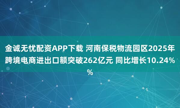 金诚无忧配资APP下载 河南保税物流园区2025年跨境电商进出口额突破262亿元 同比增长10.24%